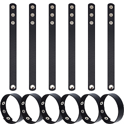 Черный 18 шт. браслеты из искусственной кожи с застежкой для женщин и мужчин, чёрные, 22x1.7x0.2 см