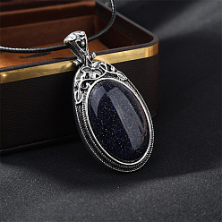 Синий Драгоценный Камень Воск шнур ожерелья, с подвеской из сплава и синтетического синего золота, 19.69 дюйм (50 см)