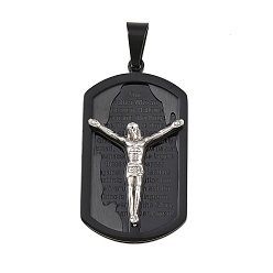 Черный Тема Иисуса 304 подвески из нержавеющей стали, прямоугольные, ионное покрытие (ip), чёрные, 41.5x23x5.5 мм, отверстие : 5x8 мм