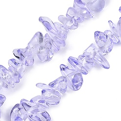 Лиловый Прозрачные стеклянные бусины, имитация драгоценных камней, самородки, сирень, 4~11x8~10x2~8 мм, отверстие : 0.7 мм, 31.10'' (79 см)