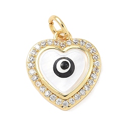 Настоящее золото 18K Латунные микро проложить кубического циркония подвески, без кадмия и без свинца, Злые чары глаз, с эмалью и акрилом, с целью перехода в кольце, реальный 18 k позолоченный, 15x13x4 мм, отверстие : 3 мм