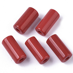 FireBrick Opaque Glass Bugle Beads, Column, Round Hole, FireBrick, 23~24x11~12mm, Hole: 4mm, about 85pcs/bag