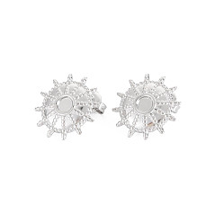 Stainless Steel Color 304 Stainless Steel Stud Earring Findings, Earring Setting for Enamel, with Ear Nuts and Loops, Helm, Stainless Steel Color, 17x17mm, Hole: 2mm, Pin: 0.7mm, Tray: 4mm