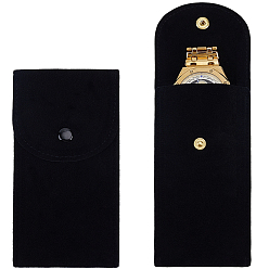 Black Rectangle Velvet Watch Storage Bag, Portable Watch Box, Velvet Jewelry Bag Single Pack, Black, 13x7cm