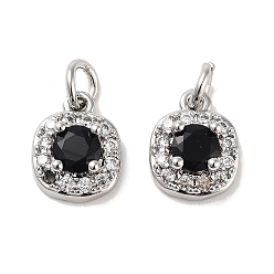 Платина Квадратные медные микро проложить кубических прелести диоксида циркония, без кадмия, без никеля и без свинца, с прыжковых колец, платина, 9.5x7.5x3.5 мм, отверстие : 2 мм