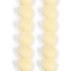 Светлый Золото-желтый Нити резных бусин синтетического коралла, формы раковины, светлый золотарник желтый, 11~11.5x9x6.5 мм, отверстие : 1 мм, около 30 шт / нитка, 10.71'' (27.2 см)