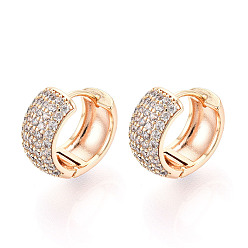 Настоящее золото 18K Латунные серьги-кольца из прозрачного кубического циркония, реальный 18 k позолоченный, 13x14.5x7 мм