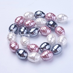 Разноцветный Оболочки жемчужина бисер нитей, овальная с винтовой резьбой, красочный, 16.5~17.5x13~13.5 мм, отверстие : 1 мм, около 24 шт / нитка, 15.74 дюйм ~ 15.94 дюйм (40~40.5 см)