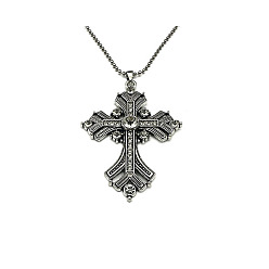 Cristal Colliers à pendentif croix en strass, avec des chaînes à billes en alliage d'argent antique, cristal, 27.56 pouce (70 cm)