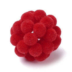 Rot Flockige Harz gewebte Perlen, Clusterkugelperlen, Runde, rot, 16.5 mm, Bohrung: 2.5 mm