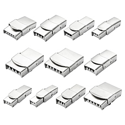 Нержавеющая Сталь Цвет 11шт. 11 варианты застежек для ремешков часов из нержавеющей стали, прямоугольные, цвет нержавеющей стали, 25x9.5~21x7~8 мм, отверстие : 3~4 мм