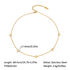 Сердце 304 ожерелья из звеньев цепи из нержавеющей стали для женщин, реальный 18 k позолоченный, сердце, 15.75 дюйм (40 см)