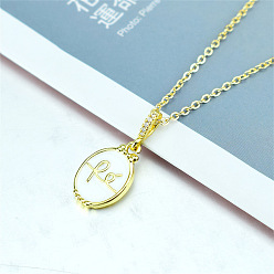 Белый Овальные подвески faith fe из латуни с эмалью и прозрачными кубическими цирконами для женщин, золотые, белые, 17.72 дюйм (45 см)