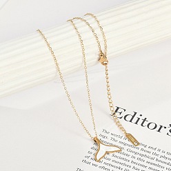 Белый Ионное покрытие (ip) 304 подвеска из нержавеющей стали и пластика в виде китового хвоста, ожерелья из цепочки для женщин, реальный 18 k позолоченный, белые, 17.56 дюйм (44.6 см)