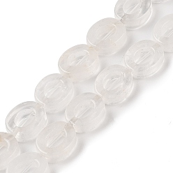 Хрусталь Природных кристаллов кварца бисер нитей, горный хрусталь полый плоский овал, бусины с номером ноль, 12x10x3.5~4 мм, отверстие : 1.2 мм, около 20 шт / нитка, 9.61'' (24.4 см)