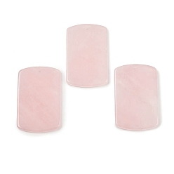 Розовый Кварц Природного розового кварца подвески, прямоугольник амулеты, 40x25x3.5 мм, отверстие : 1.6 мм