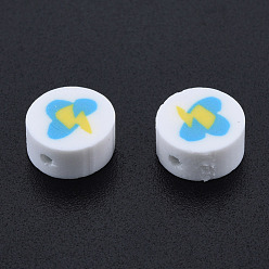 Lightning Bolt Perles en fimo faits à la main, plat rond, motif de foudre, 9~9.5x4.5~5mm, Trou: 1.6mm