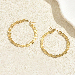 Oro 201 pendientes de aro de acero inoxidable para mujer, doble vuelta, dorado, 42x38 mm