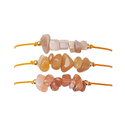 Смешанные камни 3шт 3 стили браслеты из бисера с драгоценными камнями, с латунной бисера, чип, внутренний диаметр: 2-7/8 дюйм (7.3 см), 1 шт / стиль