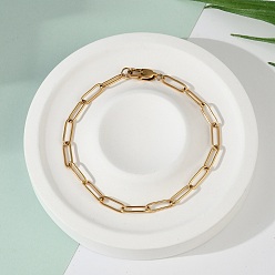 Золотой Вакуумное покрытие pvd 304 браслеты из нержавеющей стали со скрепками, с карабин-лобстерами , золотые, 7-3/4 дюйм (19.6 см)