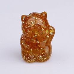 Желтый Кварц Украшения из смолы для счастливой свиньи, Натуральные желтые кварцевые чипсы внутри для украшения рабочего стола автомобиля и домашнего офиса, 60x40x45 мм