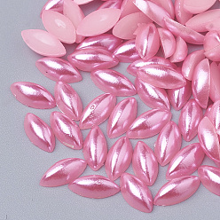 Hot Pink ABS Plastic Imitation Pearl Cabochons, Horse Eye, Hot Pink, 8x4x2.5mm, about 5000pcs/bag