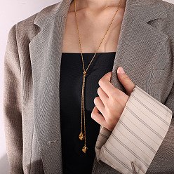 Rhombus Adjustable 304 Stainless Steel Geometric Lariat Necklaces, Golden, Rhombus, 37.80 inch(96cm)
