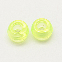 Шампанско-Желтый Прозрачного акрилового Европейский бисером, большие отверстия баррель бисером, шампанское желтый, 9x6 мм, Отверстие : 4 мм , около 1800 шт / 500 г