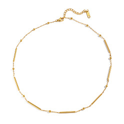 Chapado en Oro Real 18K 304 Collares de cadena de eslabones redondos de acero inoxidable para mujer, real 18 k chapado en oro, 16.93 pulgada (43 cm)