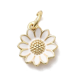 Белый Латунь эмаль подвески, , стойки покрытие, долговечный, без кадмия и без свинца, реальный 18 k позолоченный, с целью перехода в кольце, белые, 11.5x9.5x2.5 мм, отверстие : 3 мм