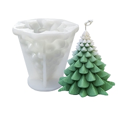 White 3D Christmas Tree DIY Candle Silicone Molds, for Xmas Tree Scented Candle Making, White, 12.5x12.5x12.6cm, Inner Diameter: 11.7x11.5x11cm