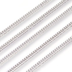 Stainless Steel Color Tarnish Resistant 201 Stainless Steel Curb Chains, Unwelded, Stainless Steel Color, 2.5mm