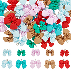 (52) Непрозрачная лаванда 40 шт 10 стили подвески из непрозрачной смолы, бантом, с платиновой петлей, разноцветные, 19~24.5x22~28x5.5~6.5 мм, отверстие : 2 мм, 4 шт / стиль