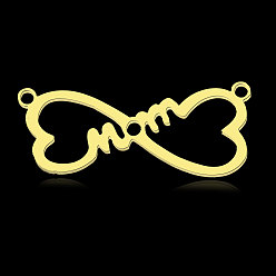 Настоящее золото 18K 201 подвески из нержавеющей стали, ионное покрытие (ip), День матери, пустое сердце со словом мама, реальный 18 k позолоченный, 11.5x29x1 мм, отверстие : 1.4 мм