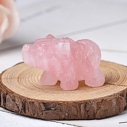 Розовый Кварц Резные фигурки медведей из натурального розового кварца, для домашнего офиса настольный орнамент фэн-шуй, 40x25 мм