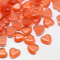 Коралловый Кабошоны кошачьего глаза, сердце, коралл, 15x15x3 мм
