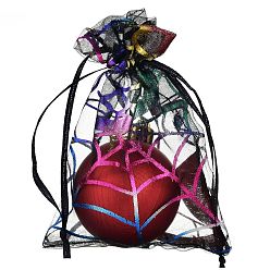 Spider Прямоугольные сумки из органзы на шнурке, пакеты для хранения конфет горячего тиснения, подарочный пакет на Хэллоуин, паук, 18x13 см
