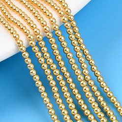 Золотистый Выпечка из окрашенного перламутрового стекла жемчужные бусинки, круглые, золотые, 2 мм, отверстие : 0.6 мм, около 200~201 шт / нитка, 15.75 дюйм (40 см)