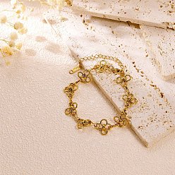 Золотой 304 женские браслеты-цепочки со звеньями из нержавеющей стали, цветок, золотые, 7.40 дюйм (18.8 см)