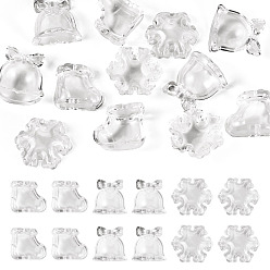 Mixed Shapes 12шт. 3 стили, прозрачные акриловые бусины на рождественскую тематику, прозрачные, разнообразные, 28~36.5x32~32.5x12.5~16.5 мм, отверстие : 3 мм, 4 шт / стиль