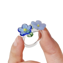 Kornblumenblau Handmade lampwork Fingerringe, Blume, Kornblumenblau, 17 mm