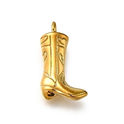 Настоящее золото 14K 304 подвески из нержавеющей стали, ковбойские сапоги очарование, реальный 14 k позолоченный, ионное покрытие (ip), 16x9.5x3.5 мм, отверстие : 1.2 мм