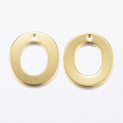 Letter O 304 Stainless Steel Charms, Letter, Initial Charms, Real 18k Gold Plated, Letter.O, 11x6~12x0.8mm, Hole: 1mm