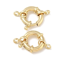 Real 18K Gold Plated Brass Spring Ring Clasps, Real 18K Gold Plated, 17x5mm, Hole: 3mm