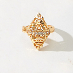 Прозрачный Кольца-манжеты геометрические с микропаве из кубических цирконий из латуни для женщин, золотые, прозрачные, 25 мм, внутренний диаметр: 16мм~18мм