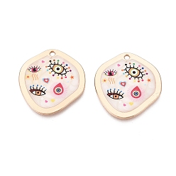 Разноцветный Печатные эмали подвески сплава, самородки, амулеты от сглаза и слезы, стойки покрытие, без кадмия и без свинца и без никеля, золотые, красочный, 32.5x30x2~2.5 мм, отверстие : 2 мм