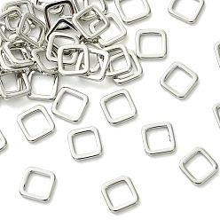 Platino Anillos de eslabones de latón Shegrace, plaza, sin cadmio, plomo, níquel, Platino, 6x6x1 mm, tamaño interno: 4x4 mm