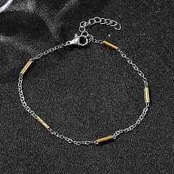 Золотой & Цвет Нержавеющей Стали 304 из нержавеющей стали ссылка браслеты, браслеты-цепочки для женщин, колонка, ионное покрытие (ip), золотые и нержавеющая сталь цвет, 6-1/2 дюйм (16.5 см)