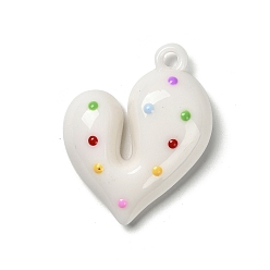 Белый Акриловые подвески, с эмалью, сердце, белые, 41x34x11.5 мм, отверстие : 3 мм