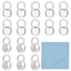 Серебро 925 шарики из стерлингового серебра, Калотте заканчивается, крышка раскладушки, круглые, с печатью 925, серебряные, 5.5x3.3 мм, отверстие : 1.6 мм, 20 шт / коробка